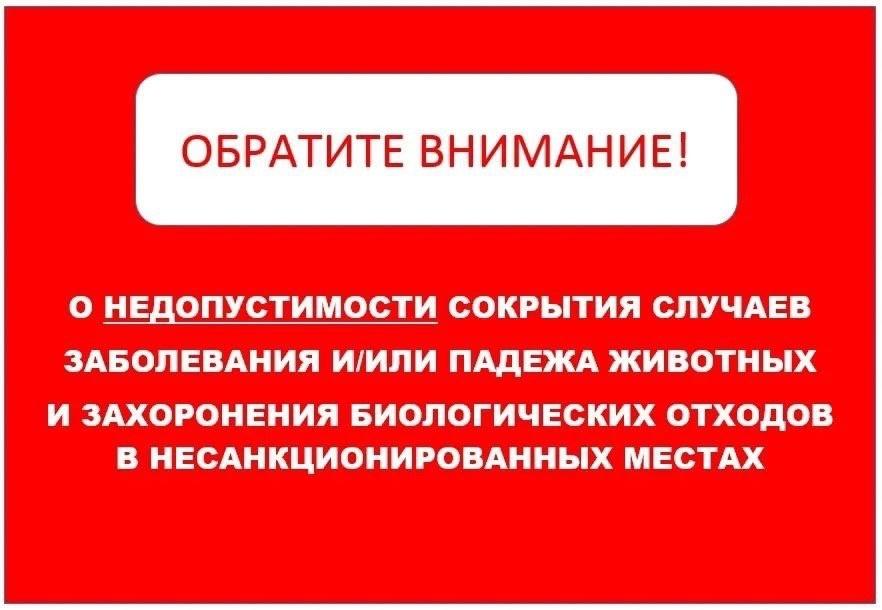 О недопустимости сокрытия случаев заболевания и/или падежа животных и захоронения биологических отходов в несанкционированных местах