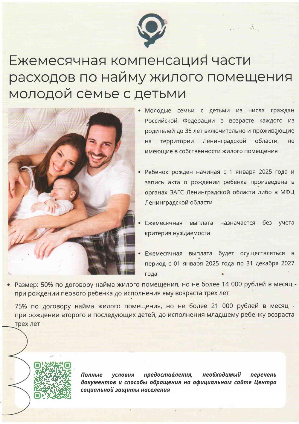 Ежемесячная компенсация части расходов по найму жилого помещения молодой семье с детьми